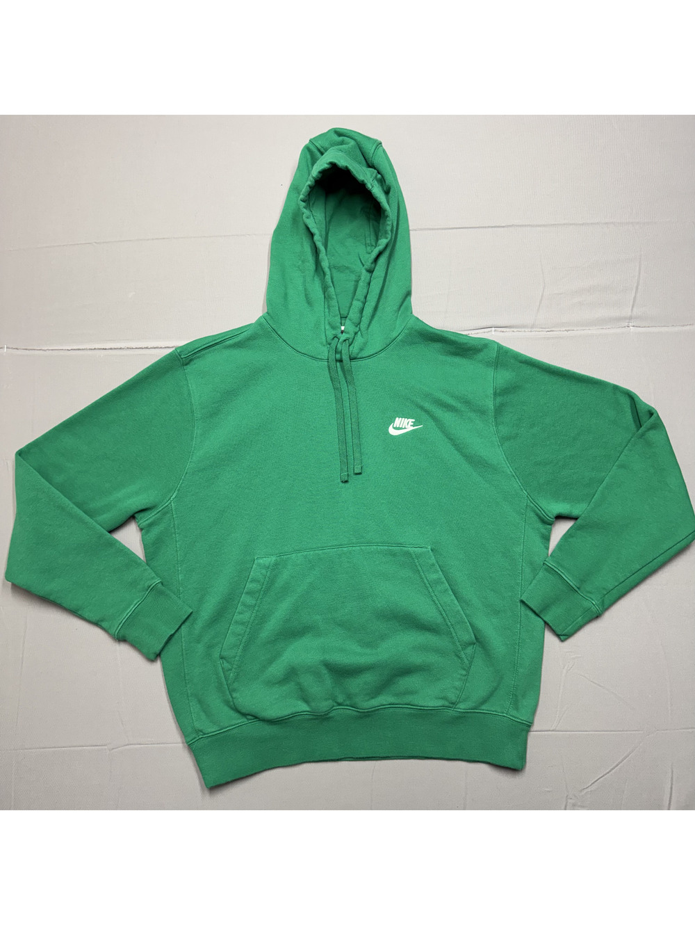 Nike Mens Club Fleece Pullover Hoodie Cotton Blend Solid M Green Sportswear
